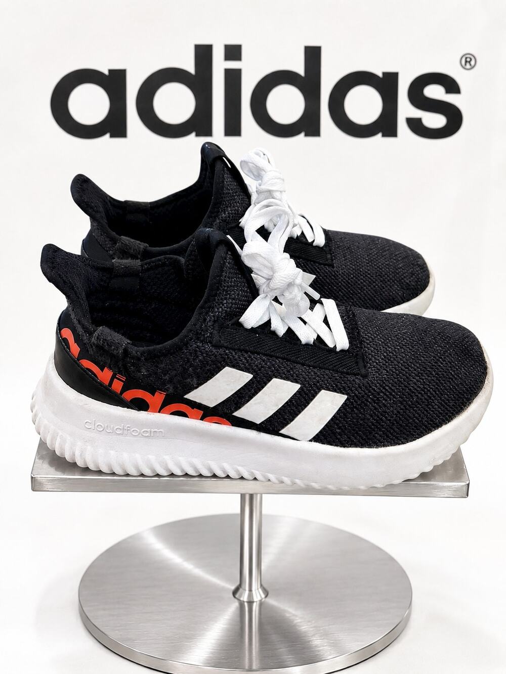 adidas Cloudfoam Running Shoes Black White Orange Women’s US 6 Q47215